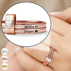 Personalized Heart Stacking Rings