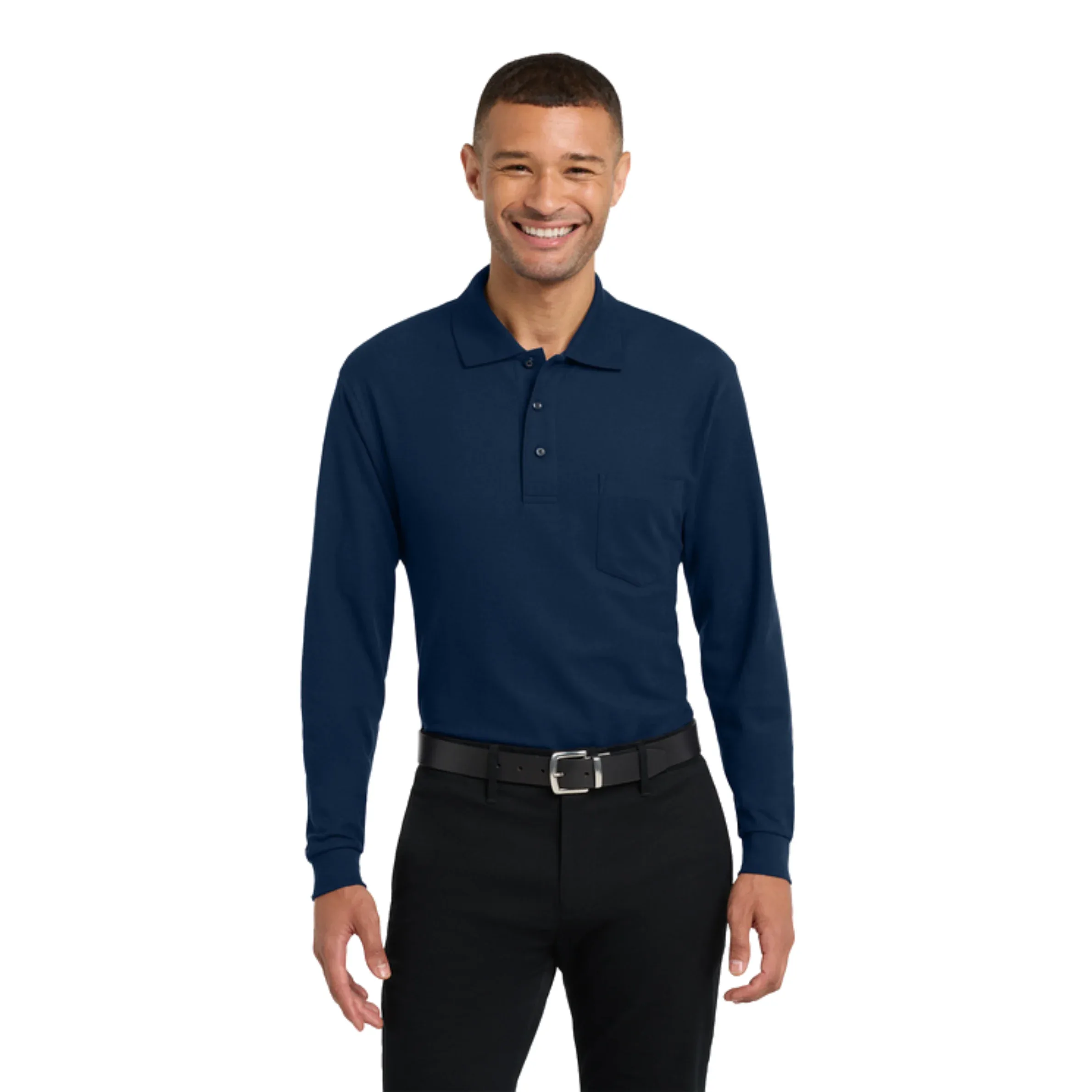 Port Authority® Silk Touch™ Long Sleeve Polo with Pocket